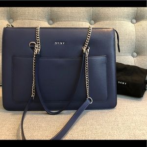 DKNY Bryant Park Large Blue Leather Tote